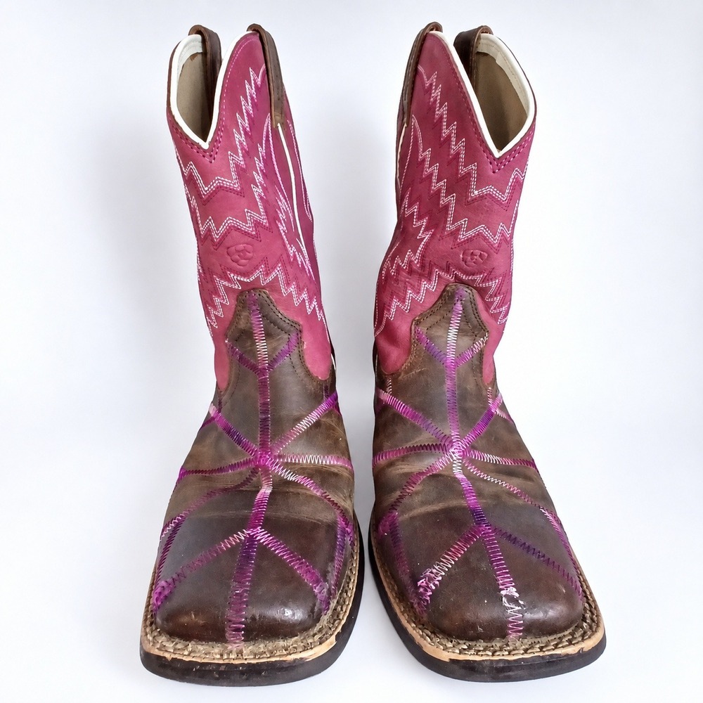 Ariat Twisted Tycoon Girls 5Y Pink Brown Leather Western Cowgirl Boots 10021594